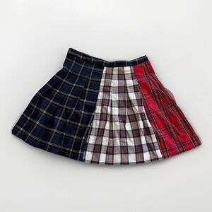NWT Zara Skirt Girls Size 13-14 Navy/White/Red Plaid, 164cm, Side Zip
